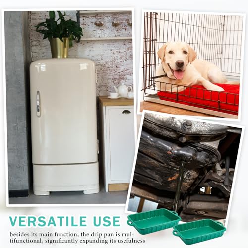 Baderke 2 Pcs 19.7 x 15.4 x 4 Inch Oil Drain Pans Green Oil Drip Tray Automotive Catch Pan 2 Gallon Square Green Container for Under Car to Keep Floor Clean