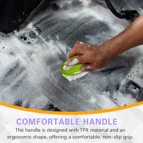 Carpet and Upholstery Cleaning Brush, Household Hard Bristle Brush, Car Plastic Gap Cleaning Brush, Universal Auto Detailing Brush for Car Interior Seat, Clothes and Sofa Cleaning - color: Green