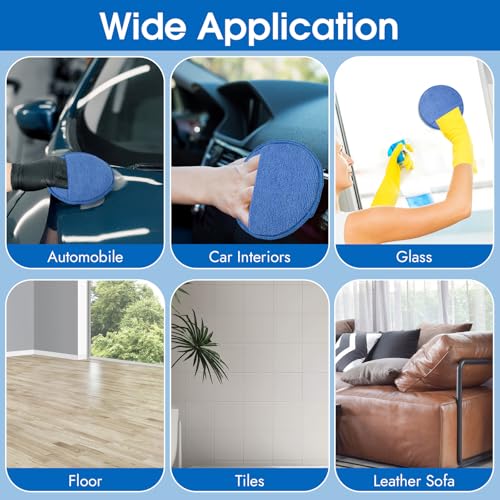 10 Pack Wax Applicator Pads Microfiber with Finger Pocket for Car Wax | 10-pack microfiber foam pads with finger pocket, Scratch-free waxing for cars & household, Machine washable & reusable - color: Blue