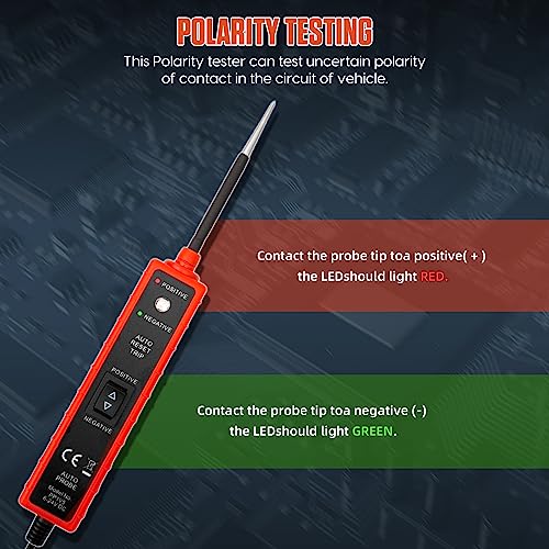 Power Short Circuit Probe Tester, 6V-24V LED Test Light, Short-Circuit Tracking Location and Buzzer Alarm, Automative Circuit Tester with Polarity & Continuity Test Function