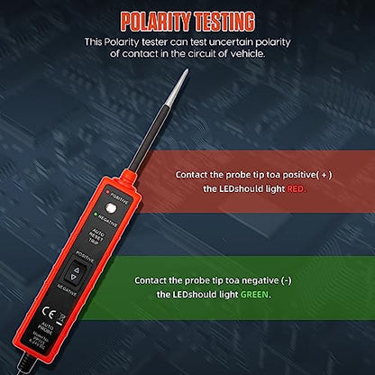 Power Short Circuit Probe Tester, 6V-24V LED Test Light, Short-Circuit Tracking Location and Buzzer Alarm, Automative Circuit Tester with Polarity & Continuity Test Function
