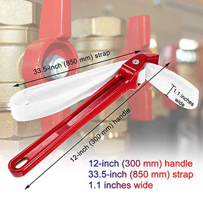 Mudder 12 Inch Strap Wrench Adjustable Pipe Nylon Plumbing Strap Wrench Oil Filter Jar Opener Handle Belt Anti-sliding Fixed Tool