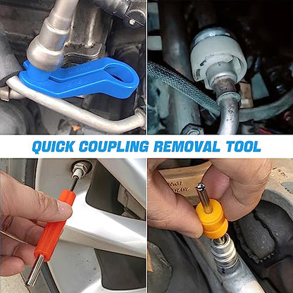 AUCELI Car AC Fuel Line Disconnect Removal Tool Set, 16 Pcs 1/4 3/8 1/2 5/8 3/4 7/8 5/16 Inch Remover Tool Kit, Auto Air Conditioner Hose and Valve Core Quick Disconnect Repair Tool Kit