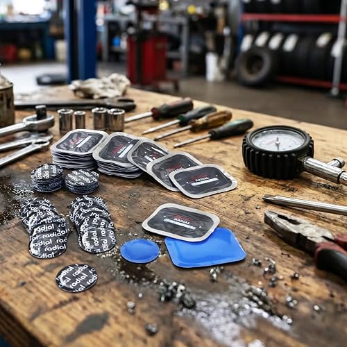 60Pcs Radial Tire Patches, 2 Sizes Repair Patch– 3.15" x 2.56"1.65" Heavy Duty Auto Repair Kit Cold Vulcanizing Patches for Car, Truck, SUV, Motorcycle, Tractor, Agricultural & Off-Road Tires - size: dia. 1 5/8" (41 mm) 40 pcs,2.24" x4.02" 10pcs