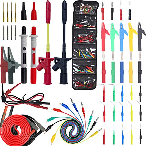 54-in-1 Multimeter Test Probe and Test Lead Kit for Electronic Specialties Automotive| Heavy Duty Puncture Probe Wire-Piercing Test Clips | Multi-Type Back Probe Set | Alligator Clips