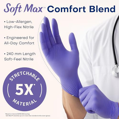 Supmedic Medical Soft Max™ Nitrile Disposable Gloves, 200 Ct Latex-Free Powder-Free Chemo Rated Food Safe Cleaning Exam Glove - color: Large (Blue Violet)