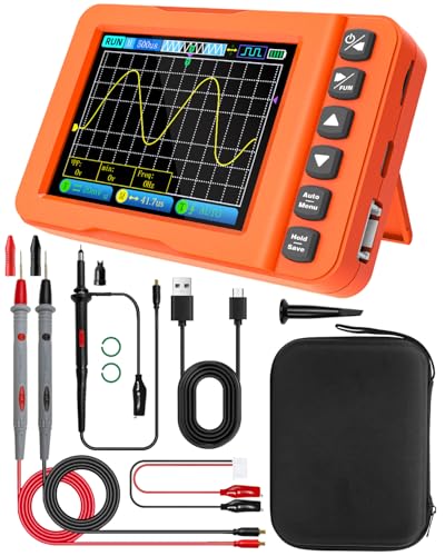 Handheld Oscilloscope 3 in 1, 15MHz 60MS/s Digital Oscilloscope Multimeter with DDS Signal Generator, Support Waveform Storage, AC/DC Voltage, Capacitor, Resistor, Diode Test for Automotive