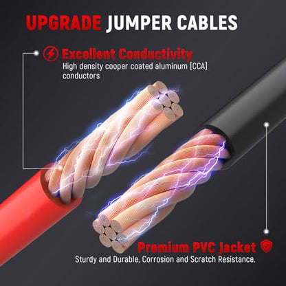 TOPDC 2 Gauge 16 Feet Jumper Cables for Car, SUV and Trucks Battery, Heavy Duty Automotive Booster Cables for Jump Starting Dead or Weak Batteries with Carry Bag - size: 2Gauge,16FT