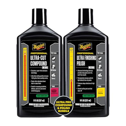 Meguiar’s Mirror Glaze Bundle, Polishing Compound Kit —Includes Ultra-Cut Compound And Ultra-Finishing For Scratch-Free Exterior Gloss; For Car Paint On Cars, Trucks & Suvs