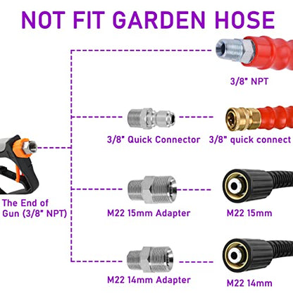 PWACCS Short Pressure Washer Gun with Swivel, 5000 PSI, Black | Power Washer Gun, 3/8" Quick Connector, M22 14mm/15mm Fitting, 5 Nozzle Tips with Holder - size: 3/8 Inch