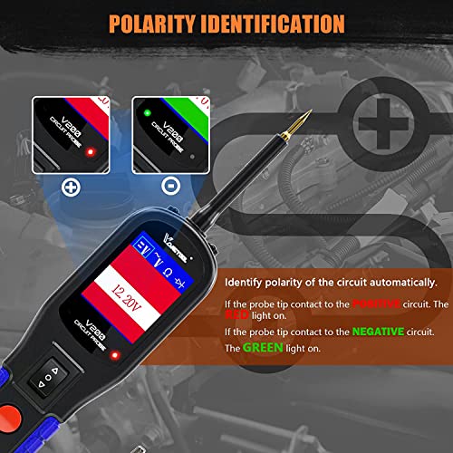 VDIAGTOOL V200 Automotive Circuit Tester, Power Circuit Probe Tester Kit, 12V-24V Short/Open Circuit Finder, AC/DC Diode Resistance Relay Fuse Component Test, Digital Voltmeter Ohmmeter, 40FT Cables