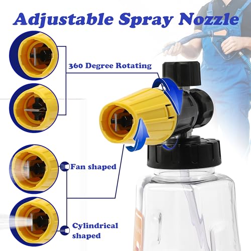 Tool Daily Pressure Washer Foam Cannon with Dual-Connector Accessory | Power Washer Double Tip Attachment For Soap Cannon, 5 Pressure Washer Sprayer Nozzles, 1/4" Quick Connect - size: 1 L