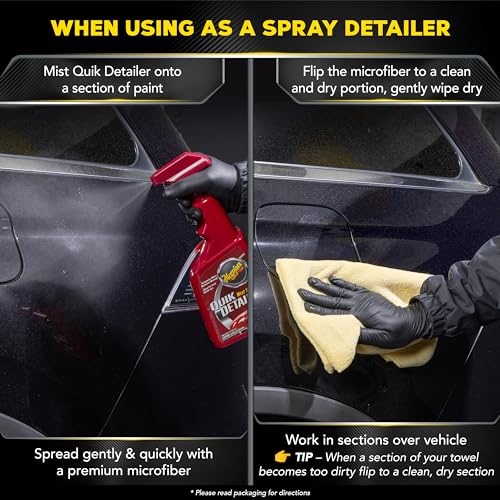 Meguiar's Quik Detailer, Mist & Wipe Car Detailing Spray, Clear Light Contaminants and Boost Shine with a Quick Detailer Spray that Keeps Paint and Wax Looking Like New,32 oz. | Mist & Wipe, Clear Light Contaminants, Boost Shine, Keeps Paint and Wax Looki