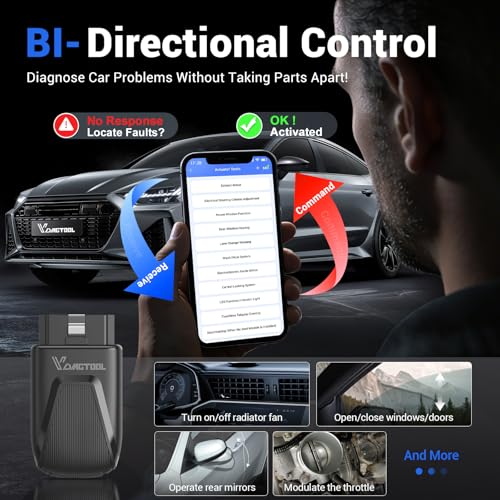 VDIAGTOOL D200 Bidirectional OBD2 Scanner, Bluetooth Car Diagnostic Scan Tool, Full System Diagnosis, 26 Resets (49+ Upgradeable), Lifetime Free Updates, CAN-FD & FCA AutoAuth for iOS & Android