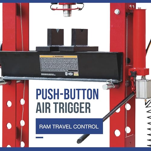 Strongway 50-Ton Pneumatic Shop Press with Gauge and Winch | Controlled pressing, automotive repair, bearing service, straightening/fabrication, heavy shop use - style: 50 ton