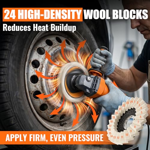 10PCS Wool Felt Polishing Disc Kit 4-1/2" Buffing Wheels | 5 High Density Wool Felt Wheels & 5 Polishing Compounds, 100% Pure Wool, Mirror Finish for Metal, Marble, Glass & Wood