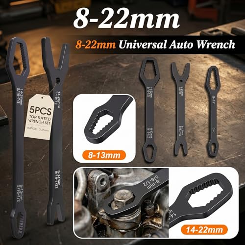 Universal Double Ended Wrench Set, 3mm-22mm Wrench Double-Head Self-Tightening Adjustable Wrench,Multifunctional Sink Tool Set for Home,Plumbing, Automotive Repair, Multi Size Bolt Removal,4PC - color: 4 Pcs