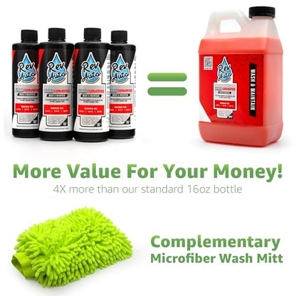 Rev Auto Vinyl Wrap Car Wash Soap Kit - Includes 64oz Car Wash Soap For Vinyl Wrap & Microfiber Wash Mitt | Works in Foam Cannon & Bucket Washes | pH-Balanced, Safe For All Finishes - size: 64 Fl Oz (Pack of 1)