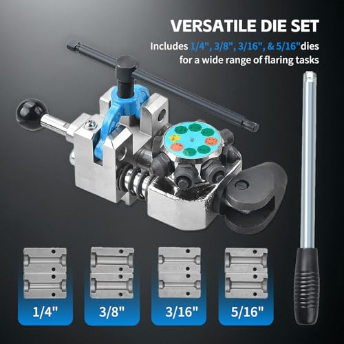 Angchun Brake Line Flaring Tool Kit, 45 & 37 Degree Flaring Tool Set, Single Bubble Double Flare Tool Kit for Brake Lines, Professional Brake Flare Tool Kit for 3/16" 1/4" 5/16" 3/8" Tubes - size: 45 & 37 Degree Flaring Tool Set