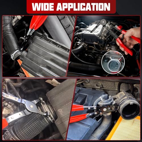 13-Piece Hose Clamp Pliers Kit for Auto Repair, Flexible Wire & Box | 4 More Than 9-Piece, Ratchet Lock Frees Hands, Swivel Jaw, Heat-Treated Steel, Fits 11/16-2.5in, Coolant/Fuel/Oil - color: 13 Pcs With Box