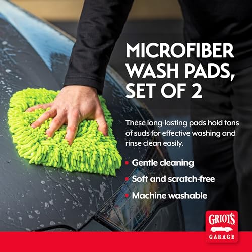 Griot's Garage Microfiber Wash Pads for Car Wash and Detailing, Soft and Ultra-Absorbent for Gentle Auto Cleaning, Machine-Washable, 8" x 10", Set of 2, 11290 - style: Pads (Set of 2)