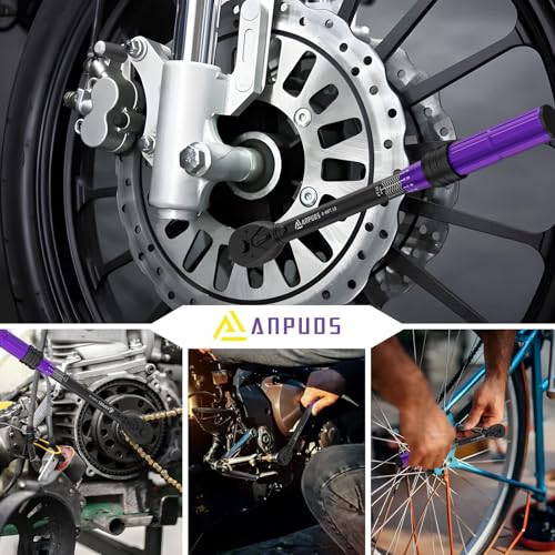 ANPUDS 3/8 Inch Drive Click Torque Wrench, 5-45 Ft-Lb/6.8-61Nm | Dual Direction, ±3% Accuracy, 72 Tooth, Lightweight Aluminum Torque Wrench for Bicycle, Moto and Car Spark Plug Repair - size: 3/8" 5-45 Ft-Lb/6.8-61Nm