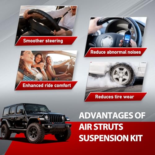 Rear Air Suspension Spring and Air Suspension Compressor Pump fit for Ford for Expedition 97-02, for Lincoln for Navigator 98-02, 3U2Z5580KA Air Suspension Shock Absorber Spring Strut Kit Set of 3