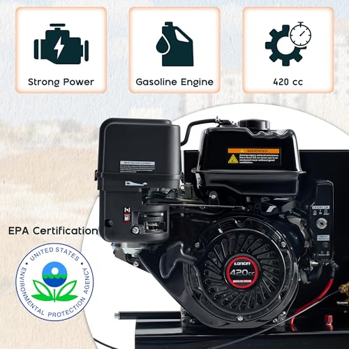 Albott 13HP Gas Air Compressor 30 Gallon Portable Horizontal Tank | 420cc Loncin Engine Max 180 PSI Pressure 3 Cylinders Cast Iron Pump Pneumatic Tool Compatible Commercial and Residential Use - size: 30 Gal