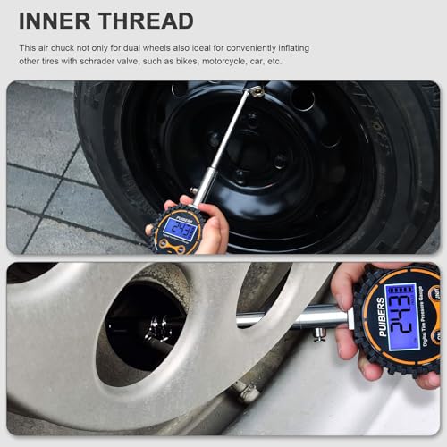 Semi Truck Tire Pressure Gauge Digital 200 PSI, Heavy Duty Dual Head Tire Guage and Backlight LCD Display, Digital Pressure Gauges Certified ANSI B40.1 for Car, Truck, SUV - size: 200PSI Truck digital