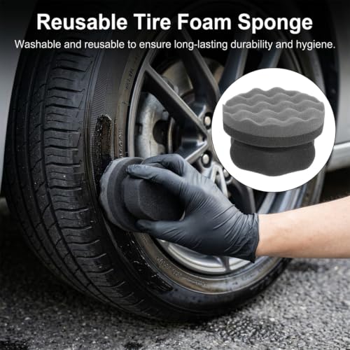 2PCS Tire Dressing Applicator Pad Hex Grip Reusable Car & Truck Tire Shine Applicator No-Drip, Streak-Free Shinig Professional Car Detailing Foam Sponge Brush Tool Works for All Tires Shine & Gels