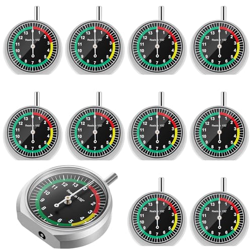 Tallew 10 Pcs Tire Tread Depth Gauge in 32nds Dial Type with Color Coded Easy Reading Tire Tread Gauge Professional Tool for Motorcycle Car Truck Bus, Silver