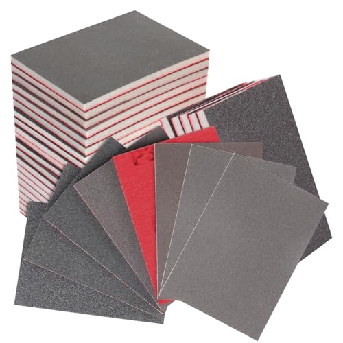 20Pcs Sanding Sponge 180-3000 Grit Soft Foam Hand Sander Block | 3x4 Inch Soft Foam Absorbs Vibration, Hook and Loop Backing, Reduces Hand Fatigue - size: 20pcs Mix Grit, style: Aluminum