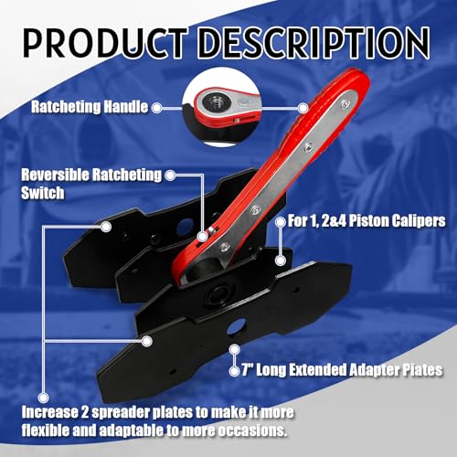 Brake Caliper Compression Tool with Extra 2Pcs Large Plates 1.57"-2.95",Caliper Piston Compressor Tool for Disc Brake Pad Spreader with 2 Brake Caliper Hangers for Single/Twin/Quad Piston - size: Brake Caliper Tool with 2 Caliper Hangers