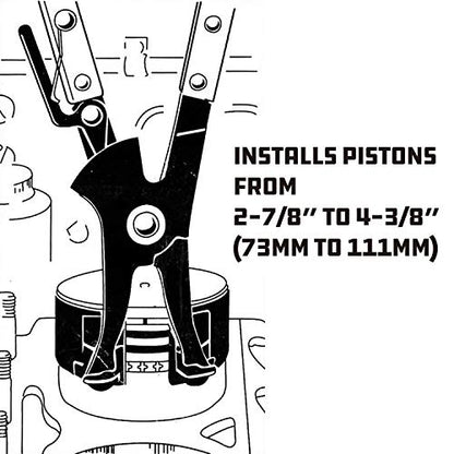 Powerbuilt Piston Ring Compressor Tool Set for Car Engine, Vehicle Maintenance Clamps, Ratchet Pliers, Storage Case - 940387