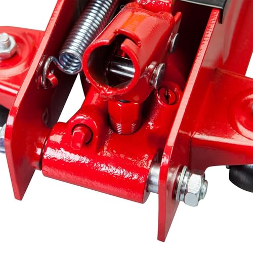 MustMover 2.5 Ton (5,000 lbs) Low Profile Heavy Duty Steel Hydraulic Floor Jack with Single Piston Pump, Lifting Range 3-3/8" to 14-15/16", for Car, Light Truck and SUVs, Red - color: red