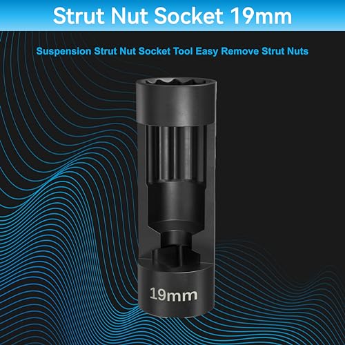 Suspension Strut Socket Tool,Strut Nut Socket 18mm 19mm 21mm 22mm 24mm with 12 Point 1/2" Drive, Suspension Strut Nut Socket Tool Easy Remove Strut Nuts,12Pt Vm Number 3353 Accessory(19mm) - color: 19mm