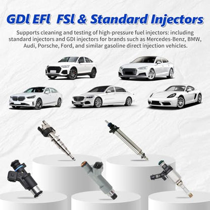BELEY V209 GDI Injector Cleaner Tester Machine Heated Ultrasonic Fuel Injection Systems Cleanning 4-Cylinder 110V for PIEZO/EFI/FSI Gasoline Diesel,Motorcycle - size: ‎‎GDI/PIEZO V209