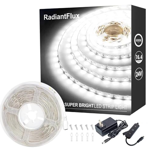 White Led Strip Lights for Bedroom Small Dimmable LED Lights Strip 16.4ft Super Bright Flexible LED Tape Lights Rope Light for for Room Home Decor Luces Leds for Living Room Kitchen Vanity Mirror - color: Daylight White, size: 16.4FT