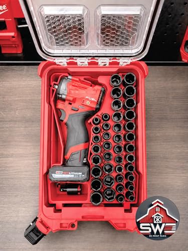 M12 FUEL Stubby 1/2 Impact Wrench 2563-20 & 43PC Socket Set 49-66-7009 Insert Organizer Compatible with Milwaukee Packout 48-22-8435