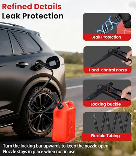 2.8GPM Automatic Electric Fuel Transfer Pump with Hand-Stop Battery Powered Fuel Transfer Pump, USB-C Charging Gas Pump for Gas Can, Transfers Gasoline, Diesel, Water - color: 2.8 GPM With Hand Nozzle
