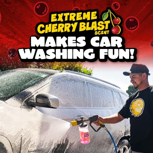 Chemical Guys Maxi Suds II Cherry Scent Car Wash Soap and Chenille Microfiber Wash Mitt Bundle, High Foam Shampoo for Foam Cannons, Guns, and Buckets, Safe for All Paint - 16 Fl Oz - size: 16 Fl Oz (Pack of 1), style: With Microfiber Towel
