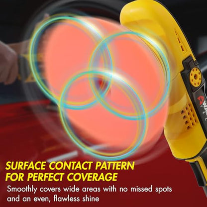 Wagan EL6402 OneVolt Cordless Polisher 6 Pro Dual Action 6-Inch Brushless Car Buffer with 6 Variable Speed, Including 2 UL Certified 3.0Ah Batteries, Multi-Purpose Accessory Kit for Detailing & Waxing