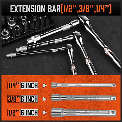 HORUSDY 3-Piece Ratchet Set, 1/4” 3/8”, 1/2" Drive Ratchet Handle Set, 90-Tooth,CR-V, Quick Release Ratchets - style: 1/4" 3/8" 1/2" Drive Ratchet Set