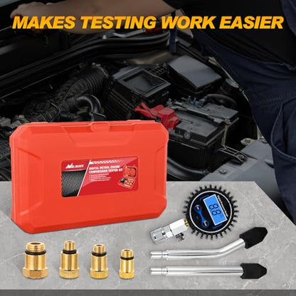 Nilight Compression Tester Kit, Digital Compression Gauge 0-250PSI Automotive Tool for Petrol Gasoline Engine Cylinder Compression Test with Adapter & Hose - color: Digital