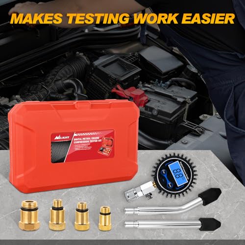 Nilight Compression Tester Kit, Digital Compression Gauge 0-250PSI Automotive Tool for Petrol Gasoline Engine Cylinder Compression Test with Adapter & Hose - color: Digital