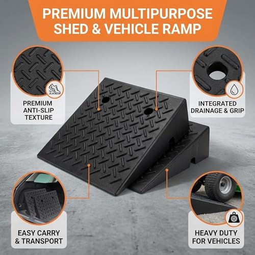 Curb Ramp, Heavy Duty Rubber Curb Ramp for Driveway, Non-Slip Threshold Ramp for Garage, Sidewalk, and Shed, High Load Capacity for Low Profile Vehicles(L20×W10×H3.5in) - size: L20×W10×H3.5in