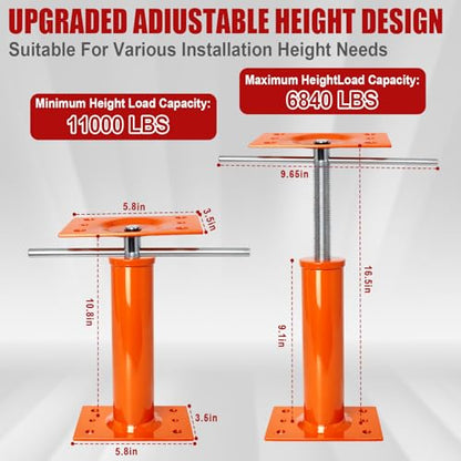 2 Pack House Jacks for Leveling, 10.8-16.5 in Height Adjustable, Steel | Screw Floor Jack Post for Temporary Support Stabilizing Stair, Decks, Crawlspaces Porches, Roof Beams, 11000lbs Load Capacity - size: 10.8-16.5 inch