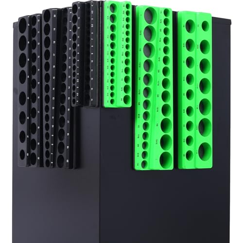 Magnetic Socket Organizer Set, 6-Piece Magnetic Socket Organizer Set, 6PCS Socket Holder, 1/4", 3/8", 1/2" Drive Metric SAE Socket Trays Holds 141 Pieces Magnetic Sockets Trays - color: B