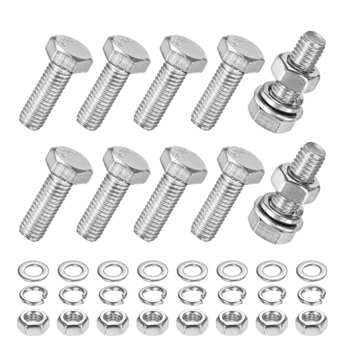 M METERXITY 10-Pack Hex Head Screw Bolt with Nuts Flat & Lock Washers M5x14mm Stainless Steel Bolts and Nuts Kit Fully Threaded Metric Bolt Assortment for Equipment/Machinery - size: M5x14mm