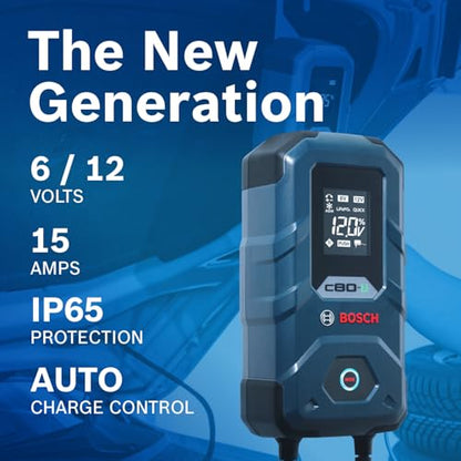 BOSCH C80-Li: 15A 6V/12V Next-Gen Battery Charger for Lead-Acid & Lithium | Including AGM, EFB, Gel & SLI - Unique 20A Fast-Mode & Smart Maintenance, Trickle Functionality & Advanced Safety Features